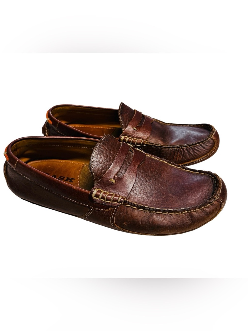 Trask Derek Men's Brown Leather Penny Loafers Moccasin Slippers Size 9M